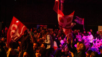 Meeting LFI avec Rima Hassan, David Guiraud et Jean Luc Mélench